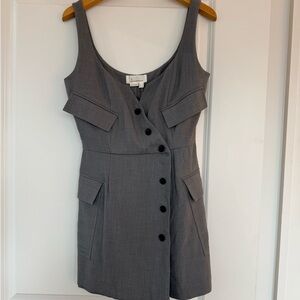 Anthropologie Gray Sleeveless Button-Front Mini Dress